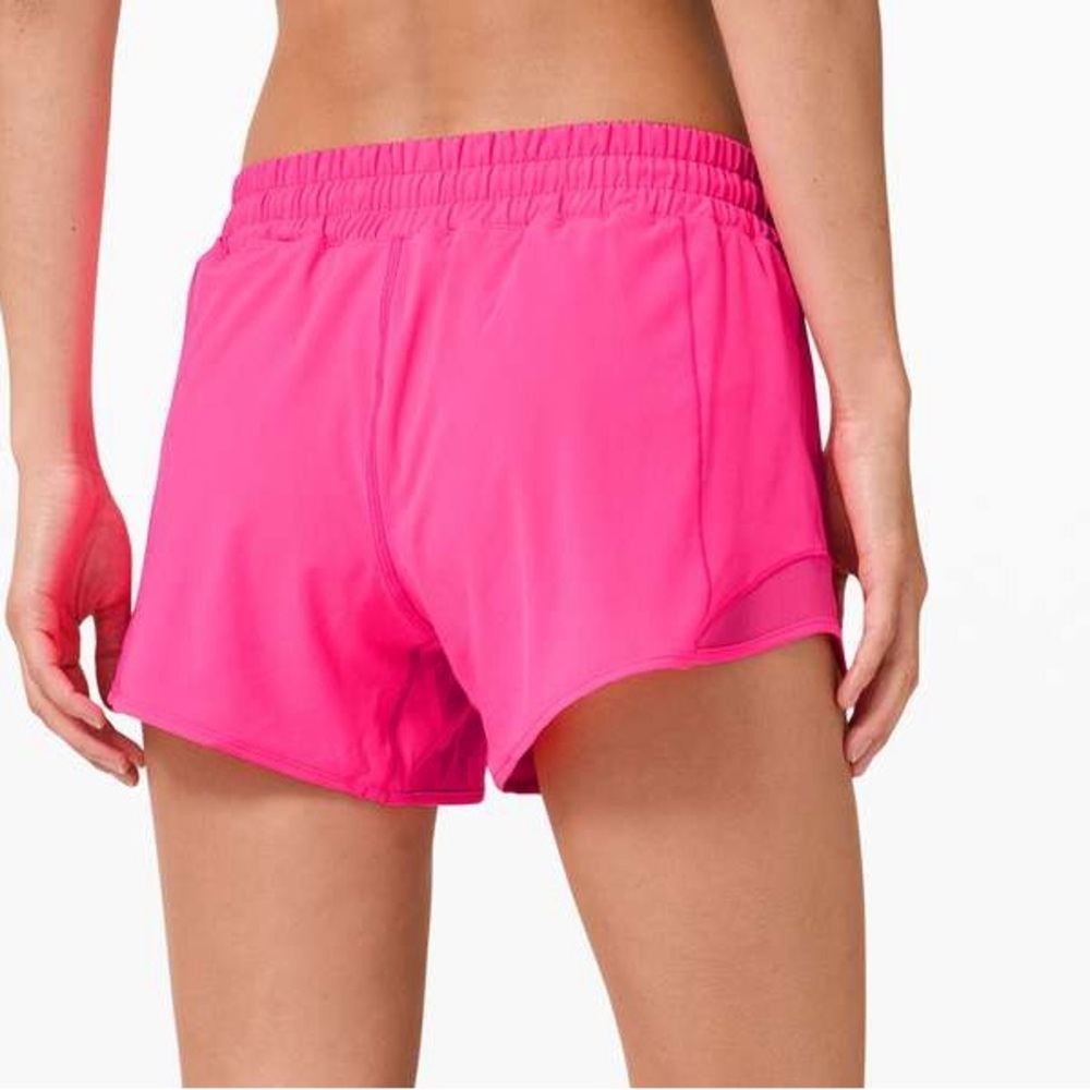 Lululemon Hotty Hot Shorts II 4" Pink Highlight neon mid-rise running workout - Picture 12 of 12